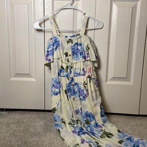 Girls Justice long blue floral button up dress